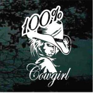 100% Cowgirl Vinyl Decal Sticker