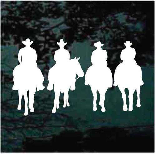 4 Cowboys Riding Vinyl Decal Sticker