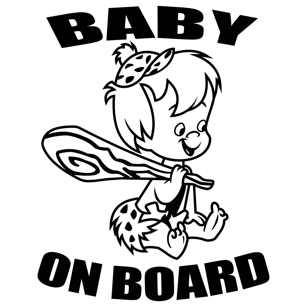 bam bam flintstones baby on board sticker