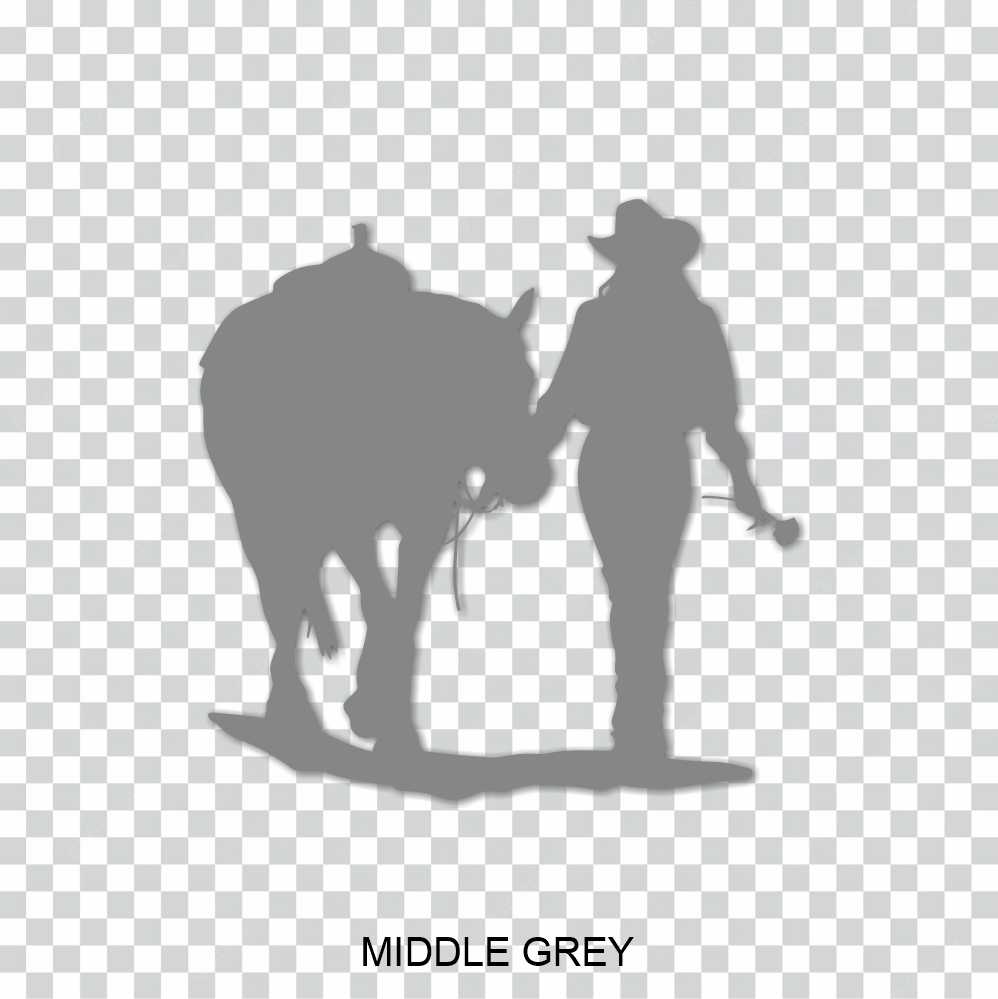 cowgirl walking her horse holding a rose vinyl decal sticker