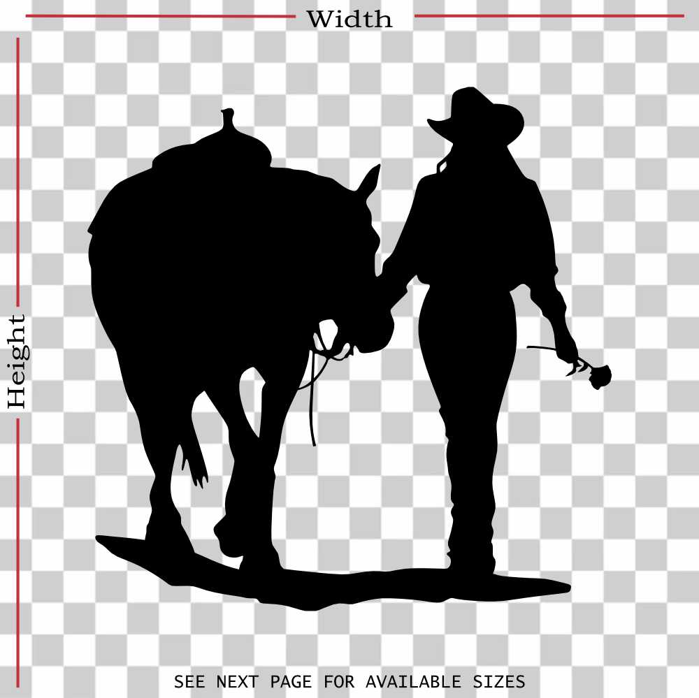 cowgirl walking her horse holding a rose vinyl decal sticker