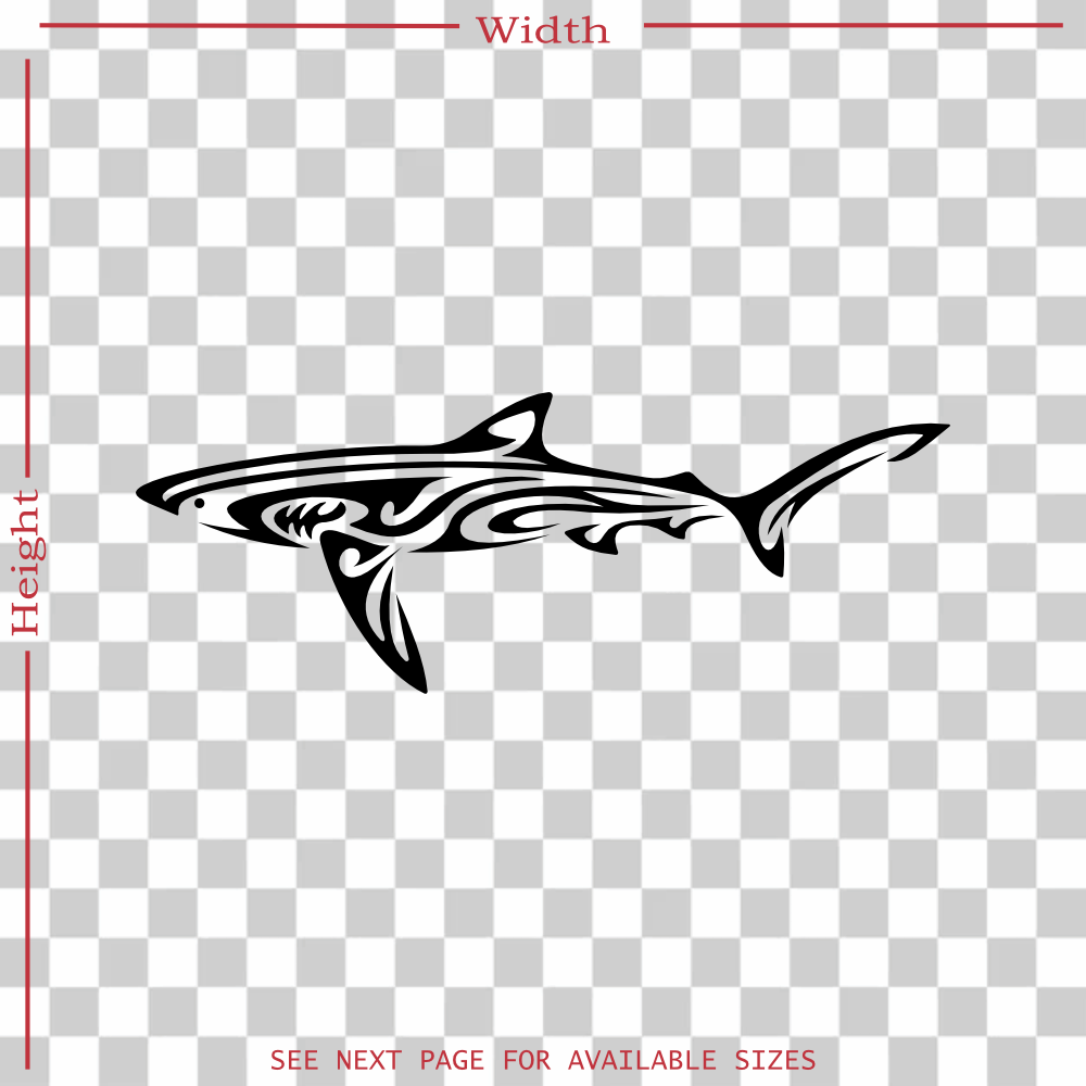 detailed tribal shark vinyl decal sticker