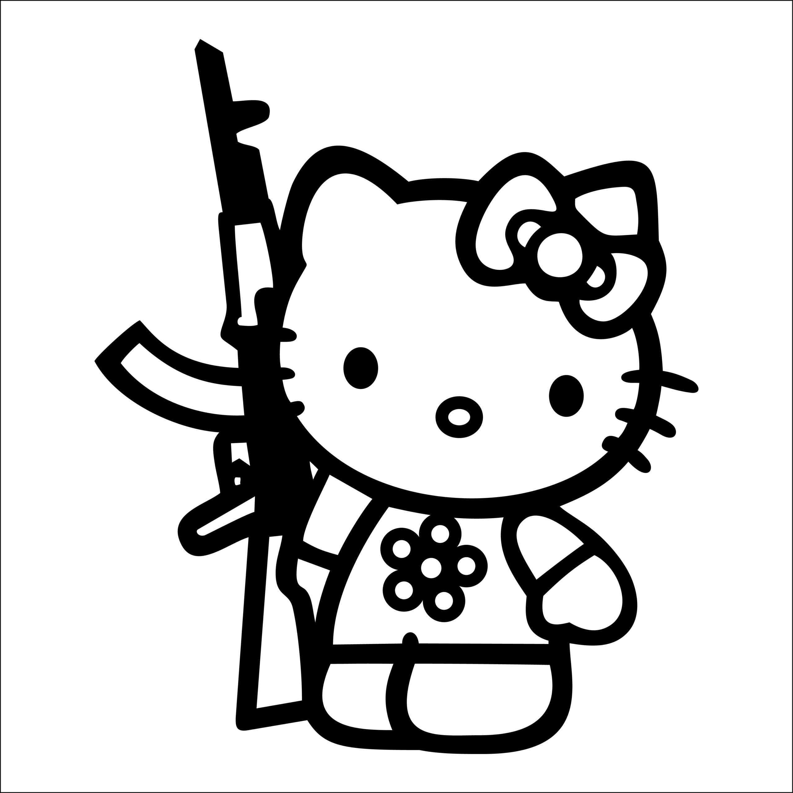 hello kitty with gun vinyl decal sticker