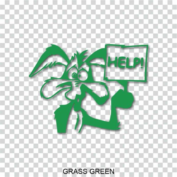 wile e coyote funny help decal sticker